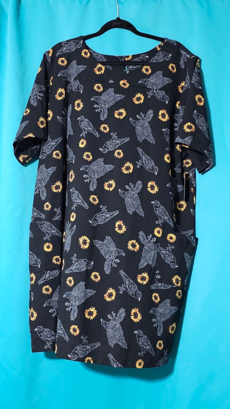 Midnight Hour Crow Raven Sunflower Dress NWT Plus Size 4XL Dark Cottagecore Goth